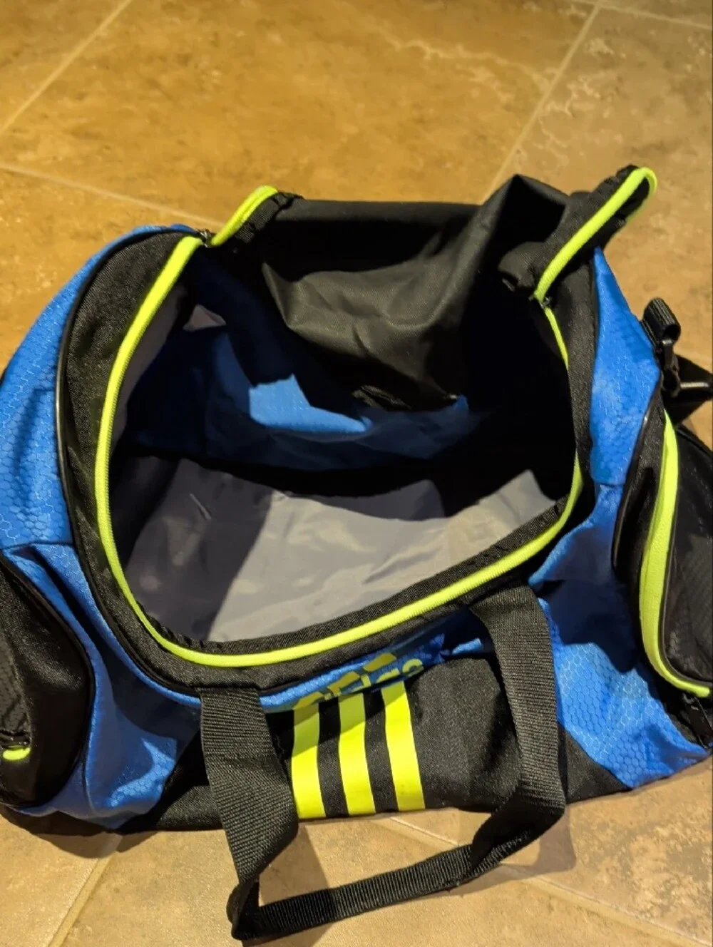 adidas Blue and Neon Yellow Training Duffel